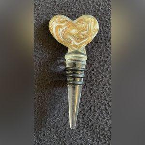 NEW - Glass Wine Stopper (A) with Gold / White / Black Swirls and White Back